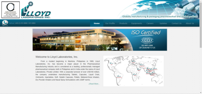 Lloyd Laboratoriesのホームページ